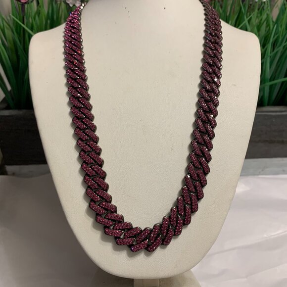 PURPLE CUBAN NECKLACE - Picture 4 of 7
